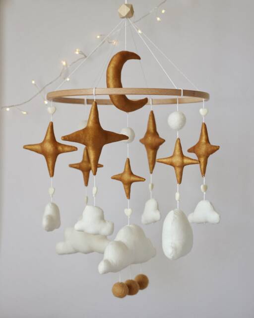 Baby Crib Mobile, Kids Room Neutral Nursery Decor, Congratulations Pregnancy Gift, New Parent Unique Baby Boy Shower Gift - image 1