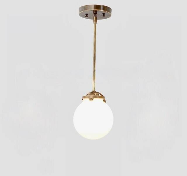 Handmade Solid Brass Globe Pendant Light, Modern Bistro Style - image 1