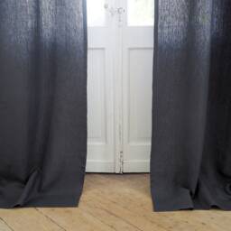 Charcoal Rod Pocket Heavy Linen - 280 G/M2 Curtain Panel Made Of Stonewashed/1 Pcs - thumbnail 3