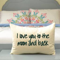 I Love You To The Moon & Back Pillow, Cotton Anniversary, Gift For Child , Christmas Gift, Romantic 2nd Couples Pillow - thumbnail 3