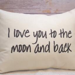 I Love You To The Moon & Back Pillow, Cotton Anniversary, Gift For Child , Christmas Gift, Romantic 2nd Couples Pillow - thumbnail 2