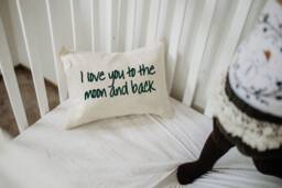 I Love You To The Moon & Back Pillow, Cotton Anniversary, Gift For Child , Christmas Gift, Romantic 2nd Couples Pillow - thumbnail 1