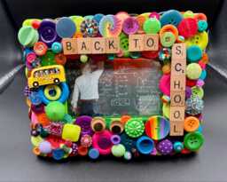 Layered Button Photo Frame Lime, Teal, Pink, Purple, Orange, Rhinestone Accents - 4x6 - thumbnail 1