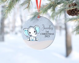 Personalised First Christmas Decoration, Bauble, Babys Christmas, Ceramic Bauble - thumbnail 1