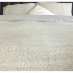 Chevron Duvet Cover Set, Reversible Duvet Set, Bedding Flax Linen, Weave Herringbone, Natural Linen Reverse Side - thumbnail 3