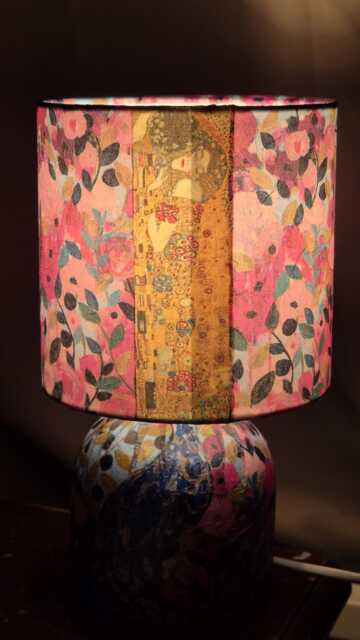 Klimt The Kiss & Blue Peacock - Table Lamp Home Decor Decoupage Gift - image 1