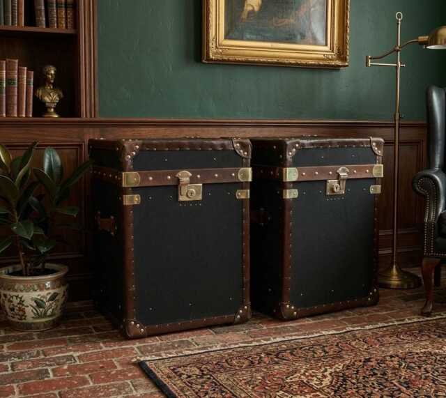 Black Millerain Handmade End Tables - English Bespoke Trunks - image 1