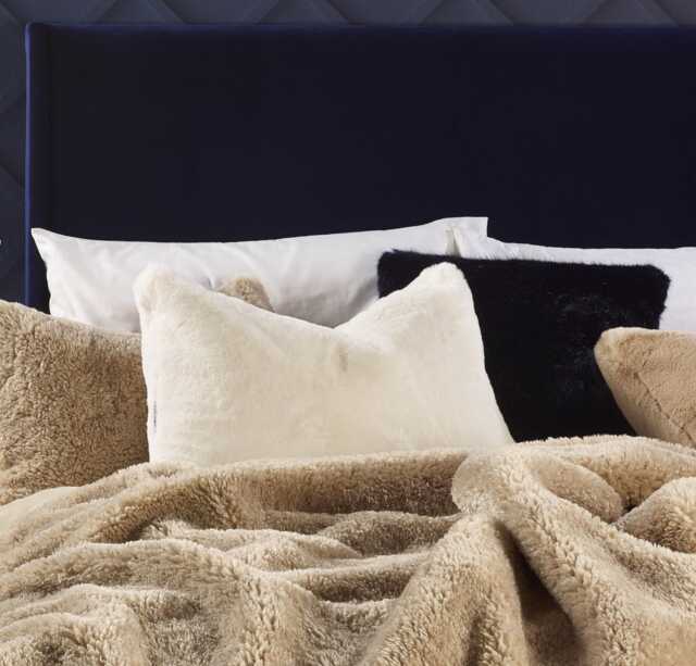 Handmade Cream Faux Fur Cushion Luxury Vegan Suede Pillow - image 1