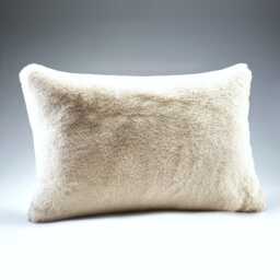 Handmade Cream Faux Fur Cushion Luxury Vegan Suede Pillow - thumbnail 2