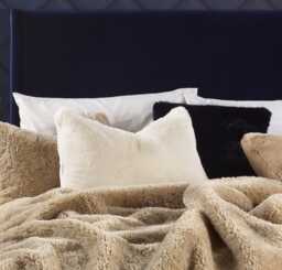 Handmade Cream Faux Fur Cushion Luxury Vegan Suede Pillow - thumbnail 1