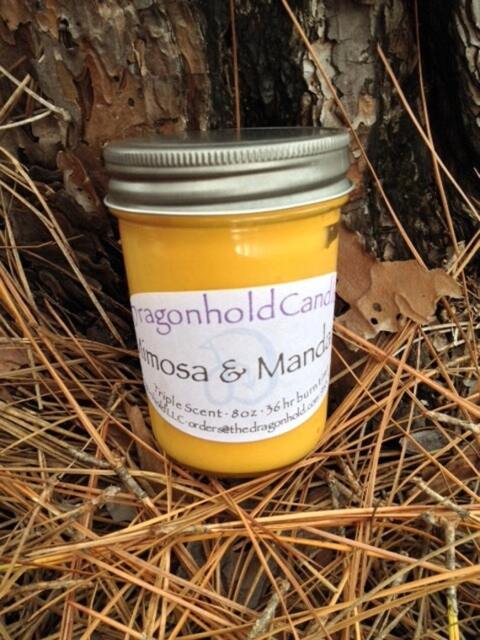 Mimosa & Mandarin 8Oz Hand Poured Candle, Soy-Paraffin, Triple Scented