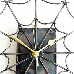 Spider Web Wallclock, With Working Pendulum, Handmade From Recycled Steel - thumbnail 3