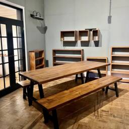 Handmade Chunky Wood Dining Table - Industrial Steel Legs - thumbnail 2