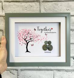 Personalised Couple Pebble Art, Personalised Gifts, Couple Gift For Boyfriend, Love Gift, Best Gifts, Wife Gifts Him - thumbnail 1