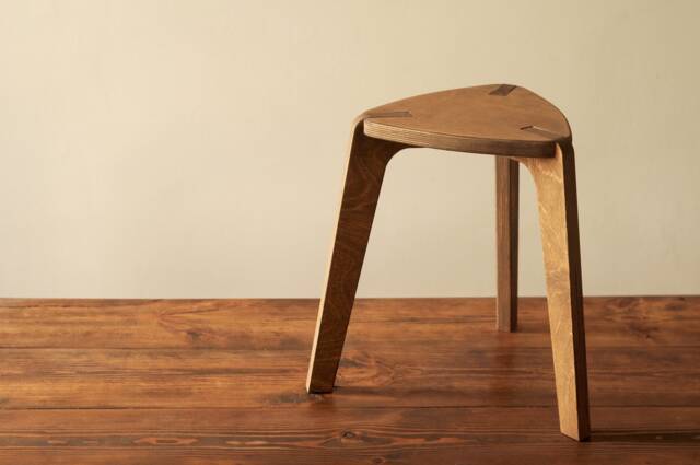 Stool, Wood Three-Legged Stool in Brown, Chair, Plywood Furniture. Kids - image 1