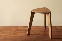 Stool, Wood Three-Legged Stool in Brown, Chair, Plywood Furniture. Kids - thumbnail 1