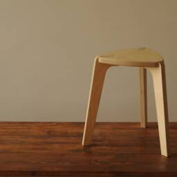 Stool, Wood Three-Legged Stool in Brown, Chair, Plywood Furniture. Kids - thumbnail 3