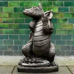 Posing Dragon Statue Stone Fantasy Creature Ornament Concrete Sculpture Handcrafted Cement Animal Figurine Garden Art Gift - thumbnail 4