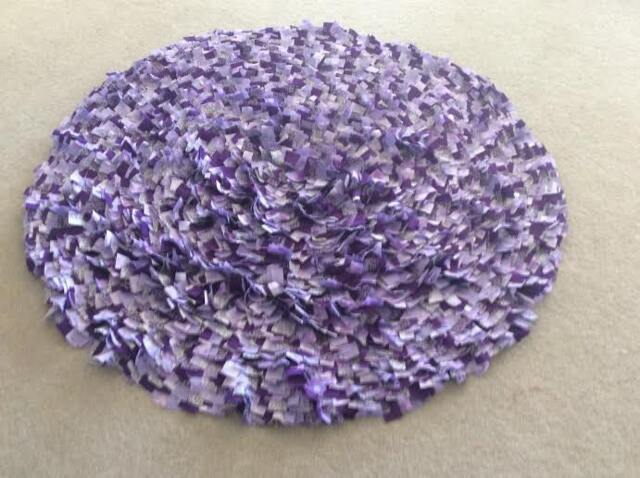 Round Rag Rug, Circle Shag Rugs, Cotton Area Boho Chic, Purple Shabby Chic Hippie Rustic Textured Newborn Photo Rug 36 - image 1