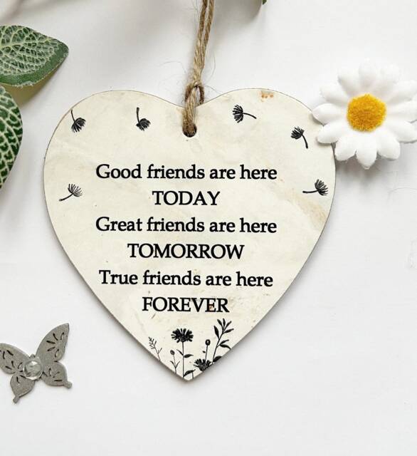 True Friends Today, Tomorrow, Foreverfriendship Wooden Gift Heart Plaque/Sign - image 1