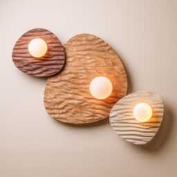 Speckled Cream Matt Towan Wall Light in Ceramic & Oak - thumbnail 4