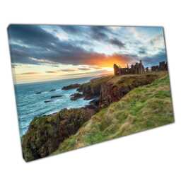 Seascape Canvas Wall Art Slains Castle Ruins At Sunset Scottish Coast D??cor - thumbnail 1