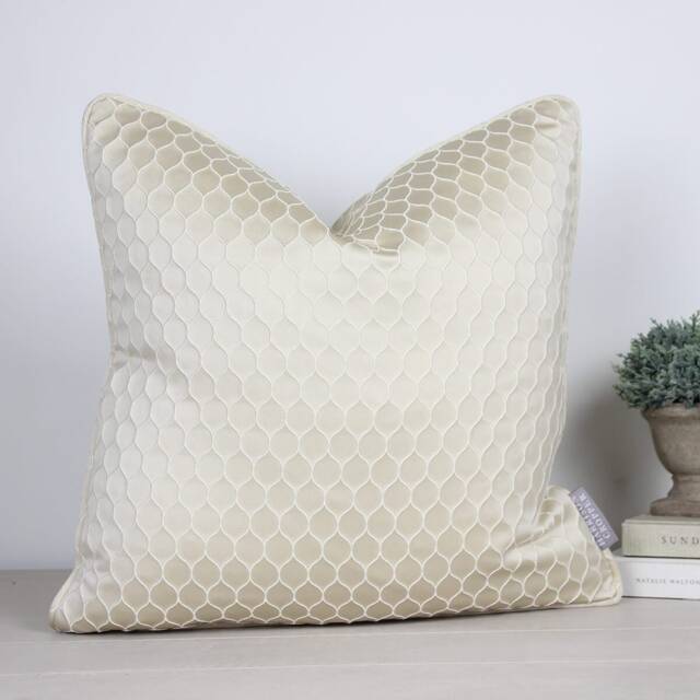 Neon Oatmeal Cream Honeycomb Patterned Cushion - image 1