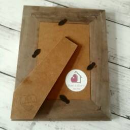 Dark Oak Wooden Photo Frame With Hearts - The Home & Shop Rustic Shabby Wedding Gift Christmas Picture Vintage - thumbnail 3