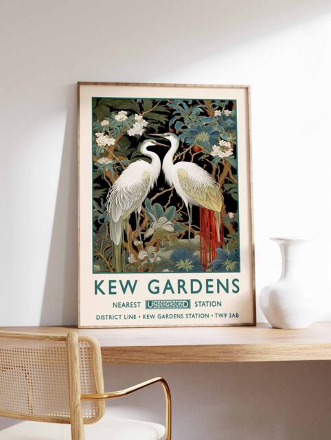 William Morris Stork Print, Kew Gardens London Poster, Vintage Wall Art, Floral Poster - image 1