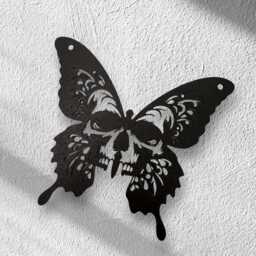 3D Printed Skull Butterfly Wall Art Spooky Halloween Decor - thumbnail 3