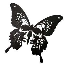 3D Printed Skull Butterfly Wall Art Spooky Halloween Decor - thumbnail 2
