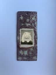 Handmade Ceramic Picture Frame - Rustic Burgundy Blue Wall Hanging Photo Holder