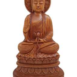 Hand Carved Wooden Buddha Statue, Home Decor Gift, 17 Inch - thumbnail 2