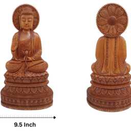 Hand Carved Wooden Buddha Statue, Home Decor Gift, 17 Inch - thumbnail 4