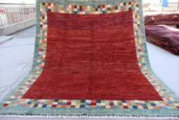 5x7 Ft Modern Gabbeh Rug, Red Natural Dyes Afghan Hand Knotted Wool Soft Pile Carpet, Oriental Area Boho Contemporary Bedroom Rug - thumbnail 1