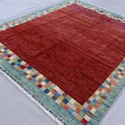 5x7 Ft Modern Gabbeh Rug, Red Natural Dyes Afghan Hand Knotted Wool Soft Pile Carpet, Oriental Area Boho Contemporary Bedroom Rug - thumbnail 2