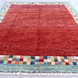 5x7 Ft Modern Gabbeh Rug, Red Natural Dyes Afghan Hand Knotted Wool Soft Pile Carpet, Oriental Area Boho Contemporary Bedroom Rug - thumbnail 3