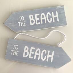 Wooden To The Beach Arrow Sign Blue Coastal Hanging Plaque - thumbnail 3