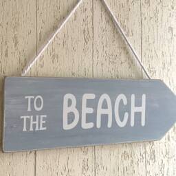 Wooden To The Beach Arrow Sign Blue Coastal Hanging Plaque - thumbnail 2