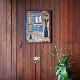 Handmade Ceramic Tile Mural, Sailing Ship, Greek Folk Art - thumbnail 2