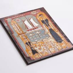 Handmade Ceramic Tile Mural, Sailing Ship, Greek Folk Art - thumbnail 3