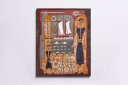 Handmade Ceramic Tile Mural, Sailing Ship, Greek Folk Art - thumbnail 1