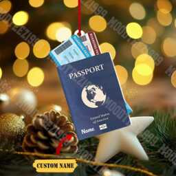 Custom Passport Christmas Ornament Travel Adventure Gift - thumbnail 2