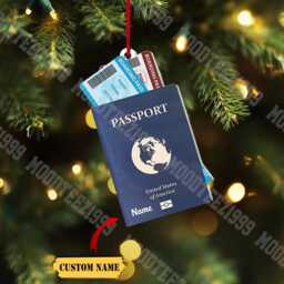 Custom Passport Christmas Ornament Travel Adventure Gift - thumbnail 1