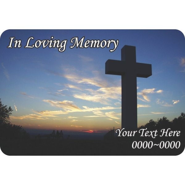 Cross in Loving Memory Full Color Rounded Rectangle 006 Custom Vinyl Wall Decal Or Car Sticker - Ilmfullcolorroundrectangle006Et