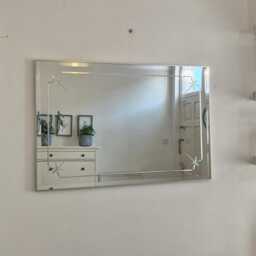 Plain Silver Frame Wall Mirror Engraved Etching Design Vintage Traditional 78x52cm - 30x20Inch Bevelled Glass Modern Frameless Made in UK - thumbnail 2