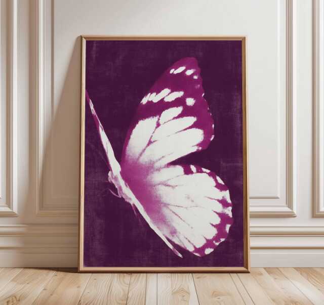Purple Butterfly Poster - Modern Minimalist Wall Art Print, Bold Insect Artwork, Contemporary Nature Decor For Bedroom Or Living Room - image 1