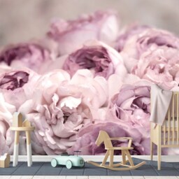 The Peony Garden Wall Mural, Roses Flowers Wallpaper, Floral Decor, Peonies in Dusty Pink Nursery & Room D??cor, Girl's Room Art - thumbnail 3
