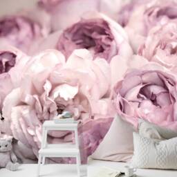 The Peony Garden Wall Mural, Roses Flowers Wallpaper, Floral Decor, Peonies in Dusty Pink Nursery & Room D??cor, Girl's Room Art - thumbnail 2