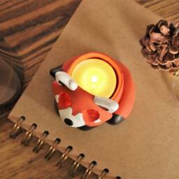 Handmade Red Panda Tealight Holder - Ceramic Animal Gift - thumbnail 4